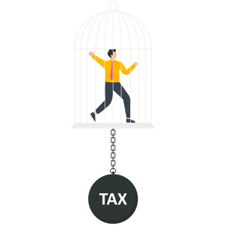 Businessman in the cage with a tax burden  Illustration