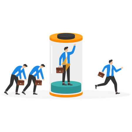 Businessman in to states of mind and energetic  Illustration