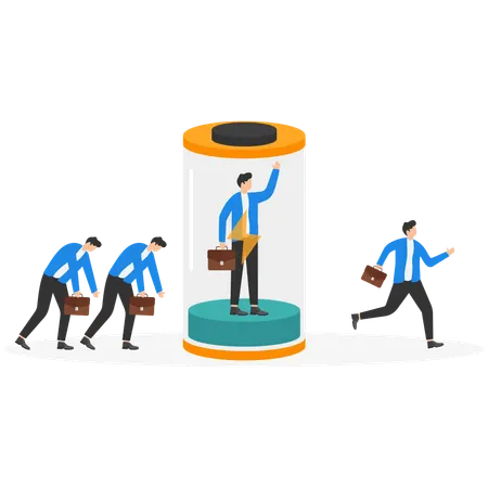 Businessman in to states of mind and energetic  Illustration