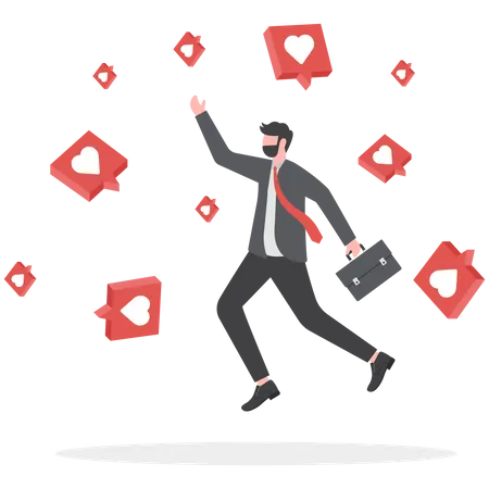 Businessman  Increase social media followers  Illustration