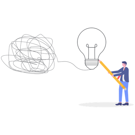 Businessman increasing business skills  Illustration