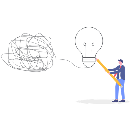 Businessman increasing business skills  Illustration