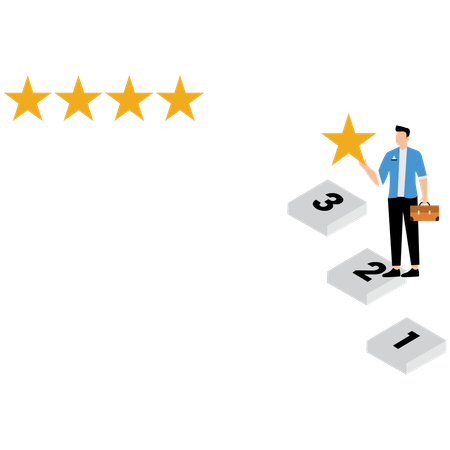 Businessman increasing business star rating  Illustration