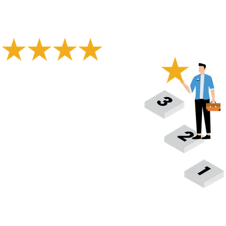 Businessman increasing business star rating  Illustration