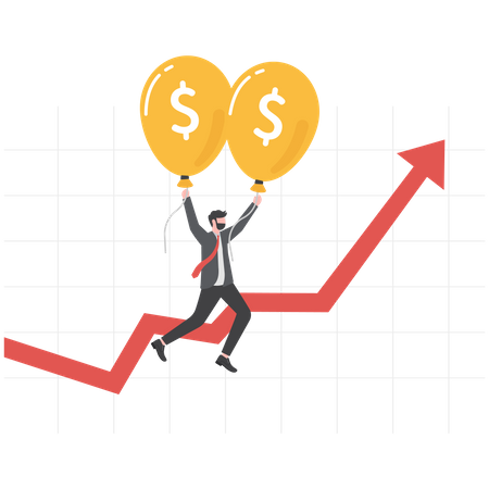 Businessman incurring market profit and analyzing its growth  Illustration