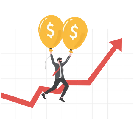 Businessman incurring market profit and analyzing its growth  Illustration