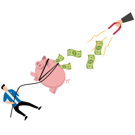 Businessman incurs financial loss in market  Illustration