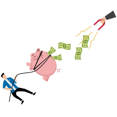 Businessman incurs financial loss in market  Illustration