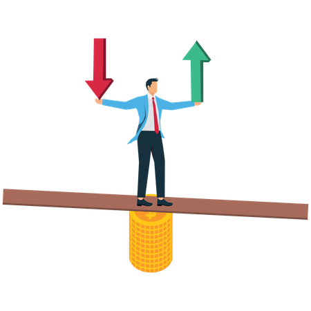 Businessman incurs Loss and gain on investment  Illustration