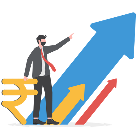 Businessman indian currency increases  Illustration