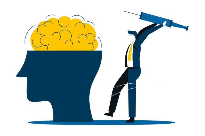 Businessman injecting idea to mind  Illustration