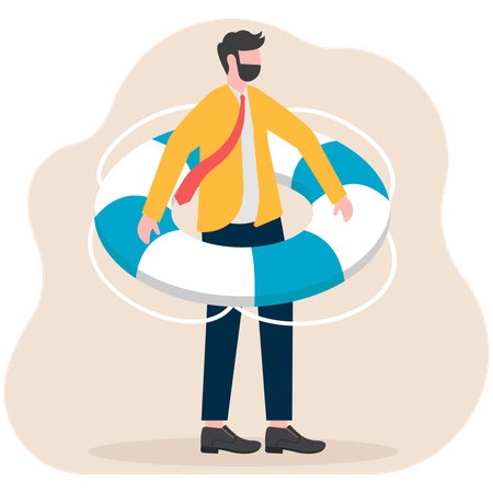 Businessman inside lifebuoy  Illustration