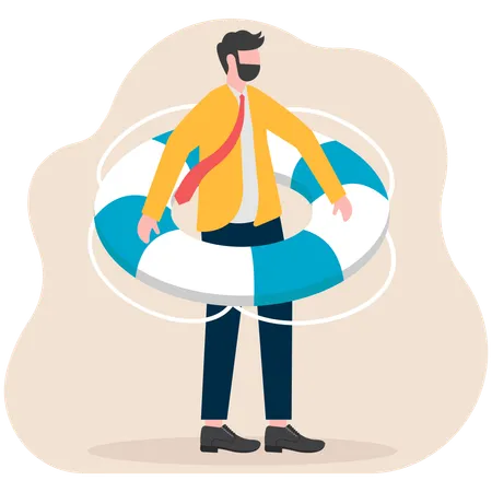 Businessman inside lifebuoy  Illustration