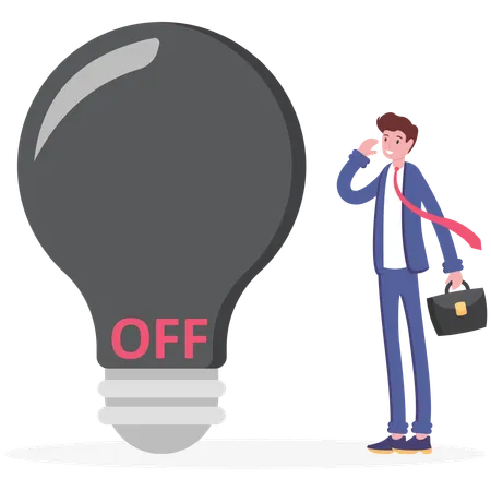 Businessman inside turned off light bulb  Illustration