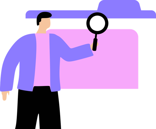 Businessman inspecting process  Illustration