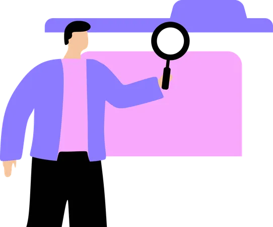 Businessman inspecting process  Illustration