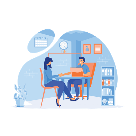 Businessman interviews candidate for job vacancy  Illustration