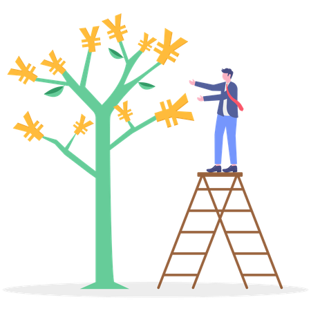 Businessman invest in Yen coin  Illustration