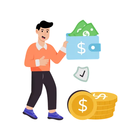 Businessman invest money in cash wallet  Illustration