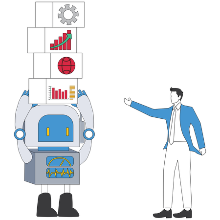 Businessman investing in ai robot  Illustration