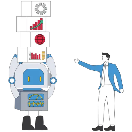 Businessman investing in ai robot  Illustration