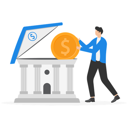 Businessman investing in bank  Illustration