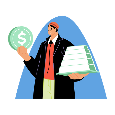 Businessman investing in gold  Illustration