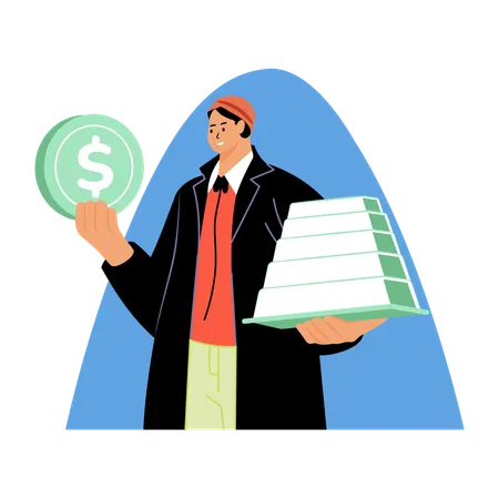 Businessman investing in gold  Illustration