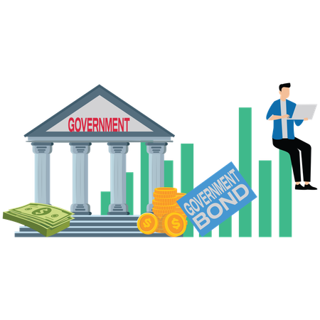 Businessman investing in government bond  Illustration