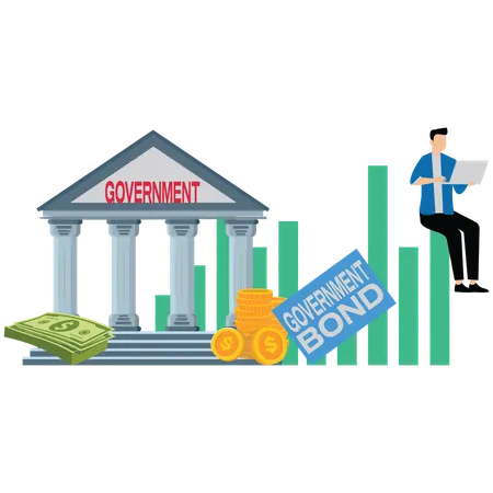 Businessman investing in government bond  Illustration