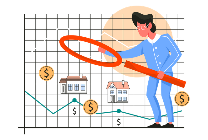 Businessman investing in real estate business Illustration