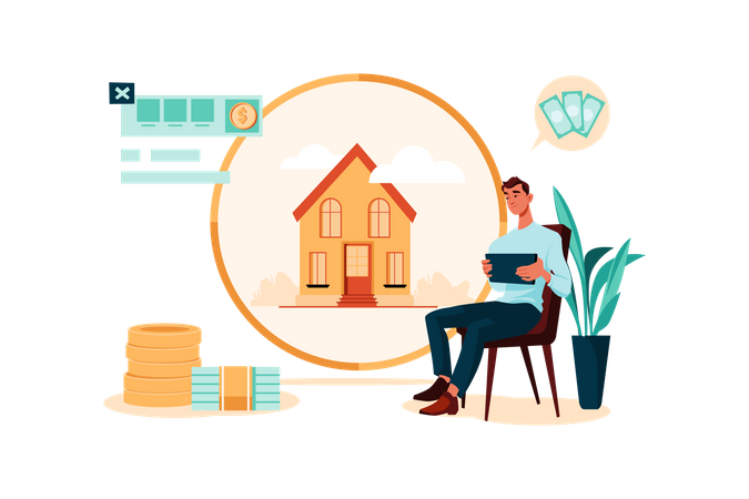 Businessman investing in real estate  Illustration