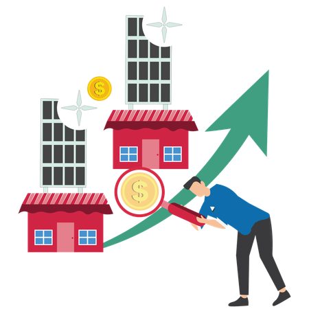 Businessman investing in solar house  Illustration