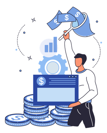 Businessman investing money in currency  Illustration