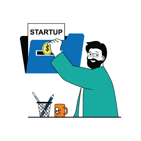 Businessman investing money in startup  Illustration