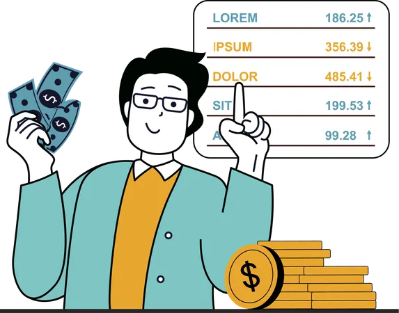 Businessman investing money in stock market  Illustration