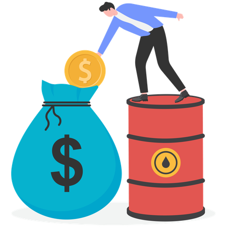 Businessman investing money into crude oil to get return profit  Illustration