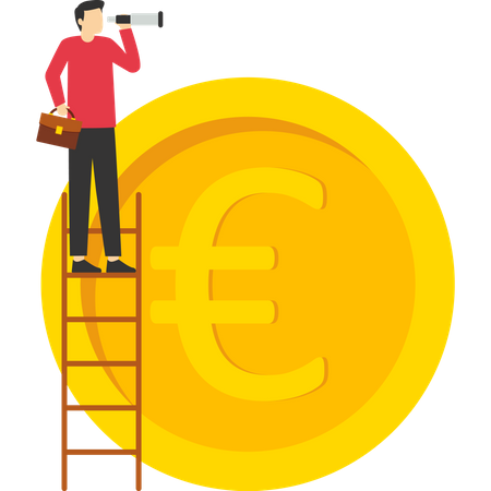 Businessman investor climbing stairs  Illustration