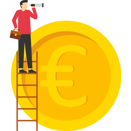 Businessman investor climbing stairs  Illustration