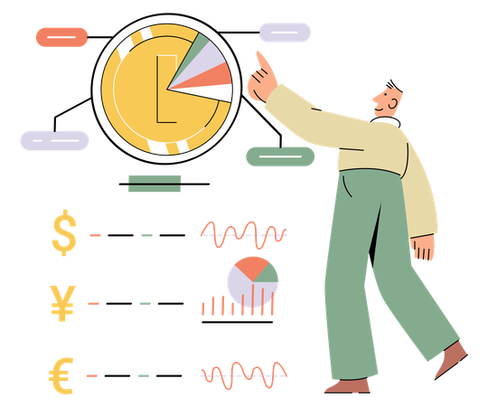 Businessman investor holds rising profit growth graph  Illustration