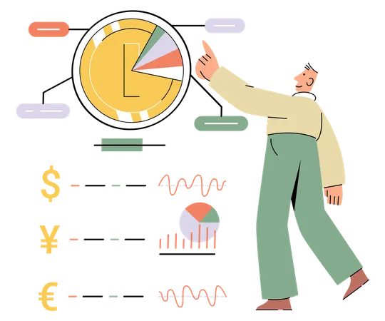Businessman investor holds rising profit growth graph  Illustration