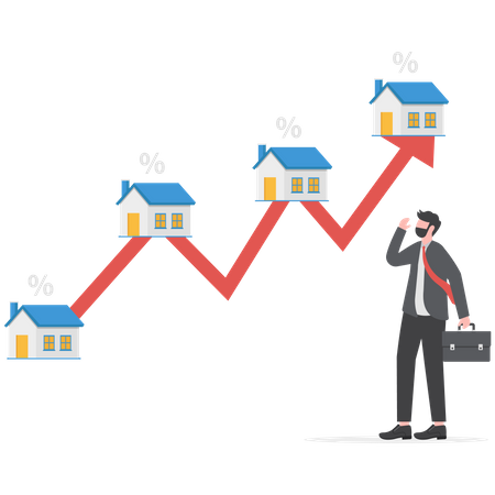 Businessman investor thinking for real estate and housing investment opportunity  Illustration