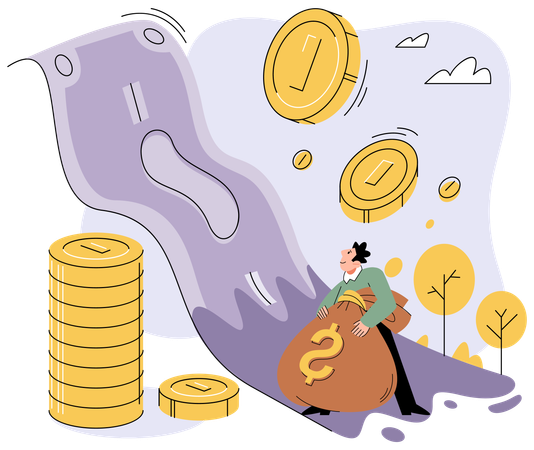 Businessman investor with coins  Illustration