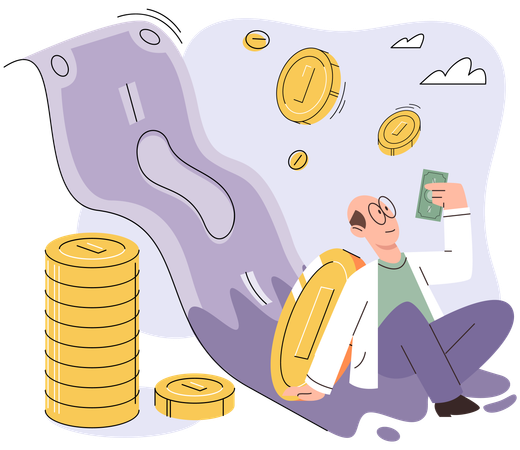 Businessman investor with coins  Illustration