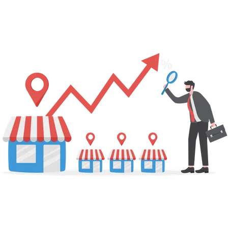 Businessman Investor With Telescope For Real Estate And Housing Investment Opportunity Property Growth Forecast Or Vision Price Rising Up Concept Vector イラスト