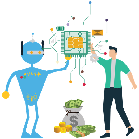 Businessman invests in AI Technology Investment  Illustration
