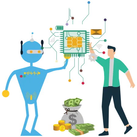 Businessman invests in AI Technology Investment  Illustration