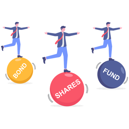 Businessman invests in bond shares and fund  Illustration