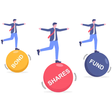 Businessman invests in bond shares and fund  Illustration