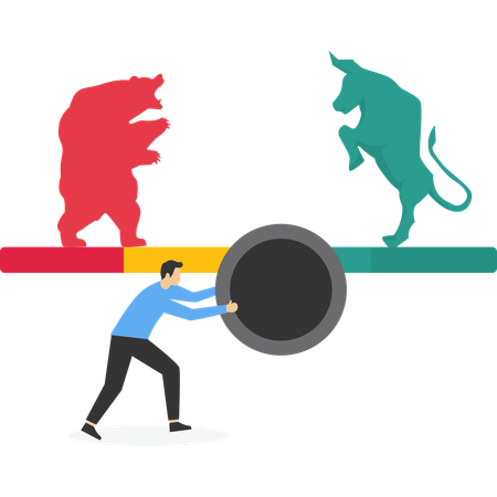 Businessman invests in bull market  Illustration